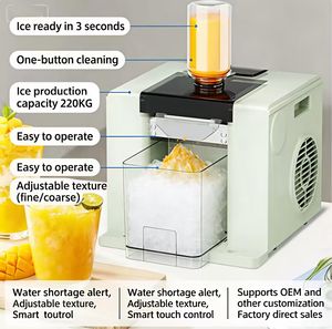 Broyeur de glace électrique entièrement automatique commercial, alimenté par USB, en acier inoxydable, pour la maison, l'hôtel, la vente ambulante, distribution rapide de glace - Product Image 4