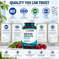 Complément alimentaire personnalisé OEM ODM sous marque privée : Gummies pour la santé cérébrale avec café, cerise et vitamines B6 B12, emballage sur mesure