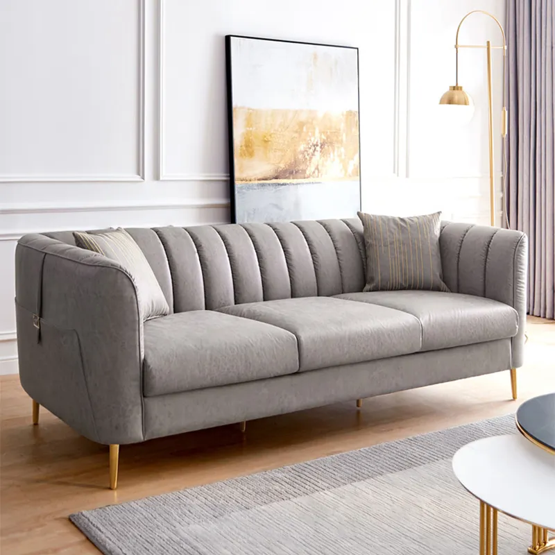 आधुनिक डिजाइन गुलाबी मखमल कमरे में रहने वाले सोफे फर्नीचर कम कीमत तीन सीटों वाले सोफे