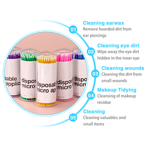 100pcs Disposable Cotton <b>Micro</b> Applicator Brush for Eyelash <b>Extension</b> Makeup Application - Product Image 6