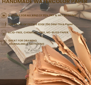 สมุดบันทึกปกหนังลายนูนดอกไม้สีเขียว ทำมือ กระดาษขอบหยัก สไตล์วินเทจ สมุดบันทึกแบบเรียบง่าย - Product Image 5