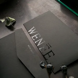 UV coating foil logo dark gray matt black high end business sleeve paper envelope receipt for certificate