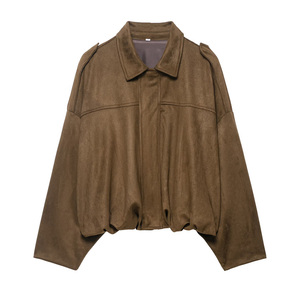 Blouson d'aviateur en simili daim à manches longues personnalisé pour femmes <span class=keywords><strong>manteau</strong></span> de style pilote fabricant direct de l'usine vente en gros <span class=keywords><strong>manteau</strong></span> de <span class=keywords><strong>velours</strong></span> pour vêtements d'extérieur - Product Image 4