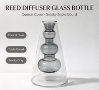 Diffuseur d'arômes en verre double couche, bouteille transparente, cône gris fumé, récipient intérieur, parfum d'ambiance, décoration de table