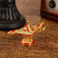 Lampe à Vœux Classique Antique en Métal Gravé et Sculpté, Lampe de Déguisement, Accessoires Arabes, Légende de Aladdin, pour la Décoration Intérieure