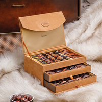 Boîte Cadeau Vide de Luxe à 3 Tiroirs pour Chocolat avec Logo Personnalisé, Emballage Comestible pour Dates de l'Aïd Moubarak Ramadan