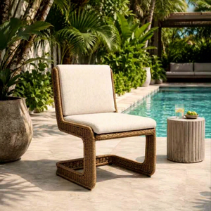 KLOPS LIVING Luxury Scandinavian Design Weatherproof Outdoor Garden Lounge Chair Handwoven UV Resistent PE Rattan Foam Cushion - Product Image 1