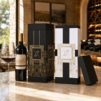 Coffret Cadeau Luxe Haut de Gamme pour Vins et Spiritueux, Boîte Rigide avec Lamination Mate, Motif Vigne Baroque, Filigrane Doré, Écologique et Magnétique