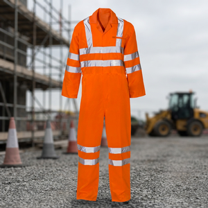 Hi Vis Breathable <b>Twill</b> Cotton Work Coverall Men's Custom Drill High Visibility Reflective Stripes Safety Uniform - Product Image 3