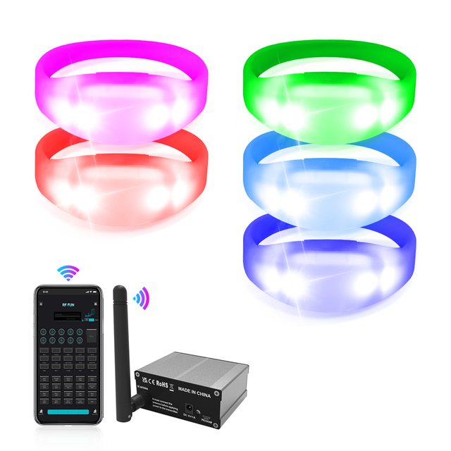 LED Adjustable Silicone Band Bracelet DMX Pixel Control 433MHz Remote APP Sync RGB Flashing Programmable Light Wristband Party
