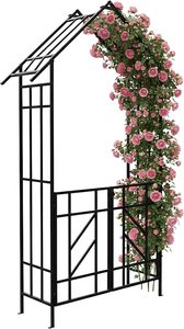 Arche de jardin en métal en forme de maison avec portail, treillis pour roses thermolaqué, pour plantes grimpantes, décoration extérieure de jardin - Product Image 5