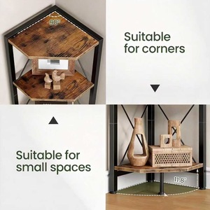 Passing On <b>The</b> <b>Kingdom</b> Corner Shelf 4 Tier Wood Metal Industrial Storage Rack For Home Office Plant Display - Product Image 3