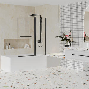 Blossom 6mm sans cadre mural Pivot verre <span class=keywords><strong>baignoire</strong></span> écran <span class=keywords><strong>de</strong></span> douche plateau rectangulaire apparence carrée pour hôtels - Product Image 3