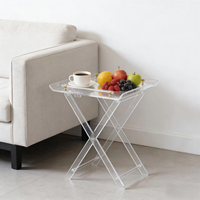 Table pliante chic moderne personnalisée en acrylique transparent au design élégant pour l'hôtel comme table d'appoint pour bureau, cuisine et bar
