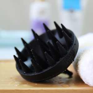 Black Silicone Head Scalp Massage <b>Brush</b> <b>Round</b> Hair Washing <b>Brush</b> Hair Shampoo <b>Brush</b> Scalp Massager - Product Image 3