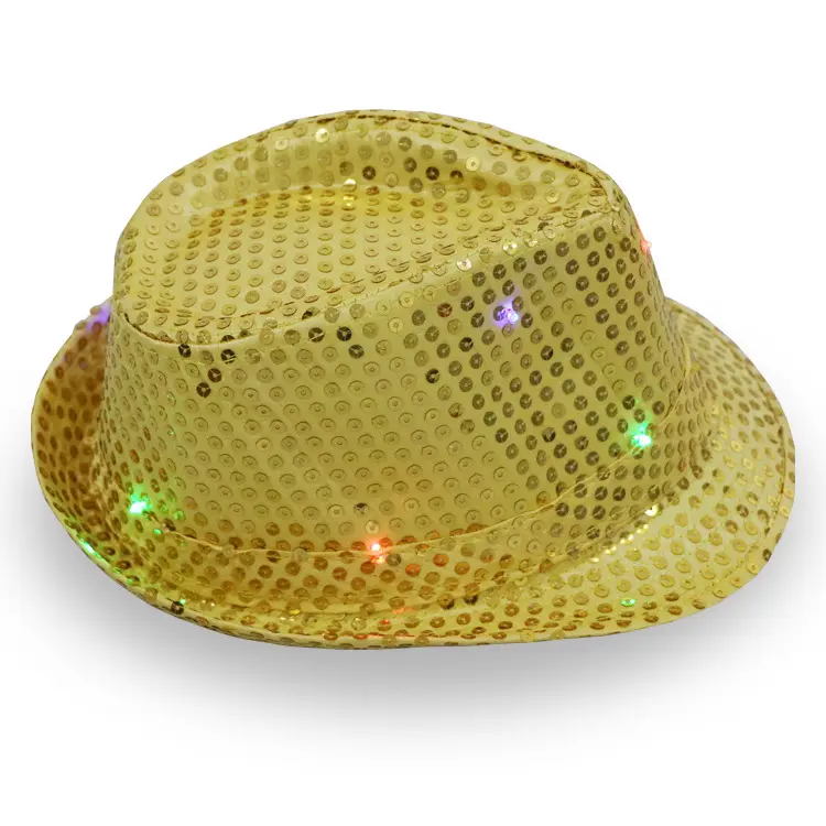 Chapeau de cowboy lumineux promotionnel en gros unisexe Panama australien mexique mexicain brillant éclairer chapeau en gros led paillettes
