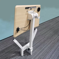 Table de repas ergonomique moderne en métal et fer, pliable, à levage pneumatique à gaz, réglable en hauteur à une seule jambe, pour usage hospitalier, domestique et scolaire, à poser sur lit