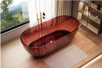 Baignoire transparente moderne pour adulte, baignoire autoportante en résine solide pour une personne