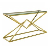 Table basse simple en verre argenté avec base en forme de X pour le salon, le couloir, le hall et la décoration d'entrée