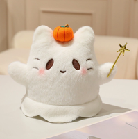 Set Boneka Kucing Hantu Halloween Kucing Hitam Penyihir - Boneka Penghilang Stres Isi Kapas PP Super Lembut untuk Dekorasi Meja Liburan