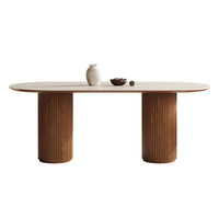 Table à manger ovale en ardoise de style vintage, résistante aux hautes températures, design minimaliste et luxueux, pour restaurant et salle de conférence