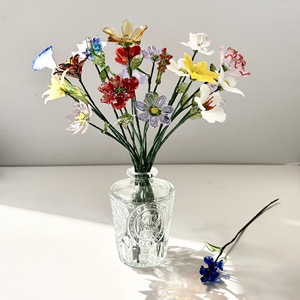 Flor de cristal esmaltado hecha a mano y colorida, con motivos de Clavel, Nenúfar y Iris de las Doce Estaciones, <span class=keywords><strong>en</strong></span> jarrón de alambre de hierro, estilo vintage francés, para decoración del hogar y artesanía. - Product Image 2
