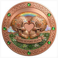 Pièce de monnaie de défi ronde en cuivre pur de 1 oz, gravée avec le thème 'Love Death', 'Romantic Sugar' et 'Memento Mori', cadeau d'anniversaire pour couple