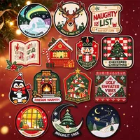 Patchs brodés thermocollants de Noël, appliques de fêtes, patchs bonhomme de neige et renne personnalisés pour la décoration de vêtements et sacs à dos, vente en gros
