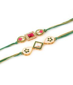 Pulsera Premium Minimalista con Motivo Kundan, Diseño Contemporáneo, Regalo para el Festival Raksha Bandhan para Hermano, Colección Hecha a Mano - Product Image 1