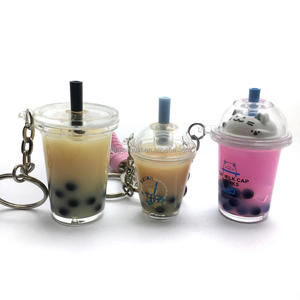 Cadeaux mignons, animal de dessin animé, bébé, tasse à thé au lait liquide flottante, flotteur d'eau en acrylique, porte-clés <span class=keywords><strong>Pikacu</strong></span> Boba - Product Image 1