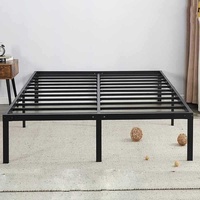Lit double moderne et simple en fer et bois, base de matelas pliable détachable de taille H avec cadre en acier souple pour chambre à coucher