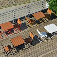 Ensemble de table et de chaises de restaurant moderne, en bois massif d'extérieur, écologique, durable, cadre en fer, mousse haute densité, 4 places, facile