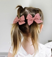 Noeud en lin pour bébé fille, petit noeud d'écolière en lin, noeud noué à la main, pinces à cheveux