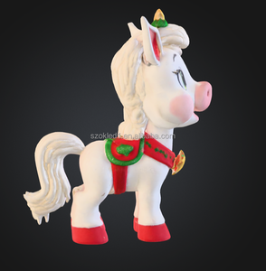 Decorazione Natalizia Multicolore, Cavallo <span class=keywords><strong>Bianco</strong></span> Piccolo e Carino in Resina Scolpita per Carnevale - Product Image 2