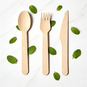 Nhà sản xuất thìa dùng một lần 160mm, đồ dùng ăn uống bằng gỗ, thìa gỗ bạch dương, dao nĩa bán buôn - Product Image 1