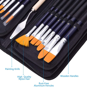 15 Pcs assortiti <span class=keywords><strong>pittura</strong></span> pennelli set con Custodia Portatile Palette Coltello Spugna - Product Image 4