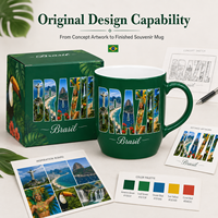 Souvenir touristique du Brésil, tasse à café en céramique sans BPA, compatible micro-ondes, motif imprimé paysage de carnaval de Samba, design pour personnalisation OEM