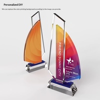 Trophée en cristal personnalisé en forme de voilier avec lettrage, pour récompenser les employés exceptionnels, prix commémoratif
