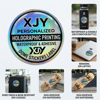 Autocollants en PVC holographiques personnalisés XJY, étiquettes en vinyle découpées avec logo et effet 3D pour l'emballage de marque