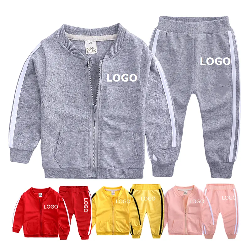 Baby Boys Girls Fashion Clothing Infant Toddler Comfortable Fabric Plain Striped Tracksuits Sets Kids Jackets 2022 sweatsuit