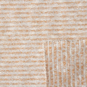 Tessuto in Misto Lana e Cotone a Righe Scanalate Color Albicocca con Lurex Argento per Blazer e Abiti Donna Primavera-Estate - Product Image 2