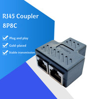 RJ45 분배기 커넥터 어댑터 1 ~ 2 암 포트 플러그 3 웨이 1x2 커플러 이중 소켓 네트워크 분배기 PC 노트북 카메라 용