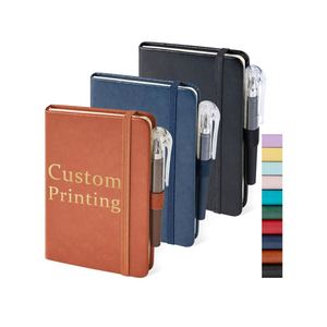 Wholesale Elastic Strap <b>Pen</b> Holder Leather A5 Journal Notebook <b>Gold</b> Stamping Brand Hardcover Gift - Product Image 1