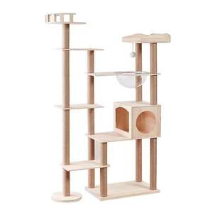 Furnitur kayu Modern untuk mainan kucing, mainan menara tempat tidur gantung hewan peliharaan, bingkai memanjat termasuk kucing menggaruk karton - Product Image 2