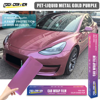 Film de protection de peinture automobile en vinyle PET effet métal liquide or violet, film de changement de couleur de carrosserie, anti-rayures