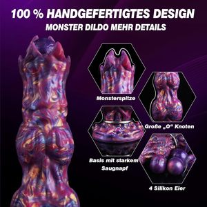 Leyuto 25.5cm卵柄モンスターファンタジーエイリアンノットインフレータブルアナルプラグ4-シリコーン-卵XXL大型吸引カップセックスおもちゃ - Product Image 4