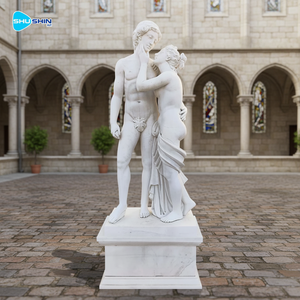 Escultura de Adán y Eva Hecha a Mano en Mármol Blanco, Estatua de Piedra Natural de Alta Calidad para Interiores y Exteriores, para Villas y Parques - Product Image 1