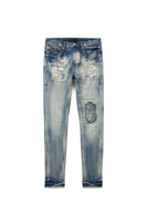 Jeans skinny personnalisés de haute qualité pour hommes Jeans bleu clair abîmés