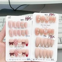 Uñas Postizas Acrílicas de Lujo Hechas a Mano para Mujer, Diseño Completo, con Brillo y Purpurina, Formas Cuadradas y Almendradas, Pre-diseñadas, 10 Piezas