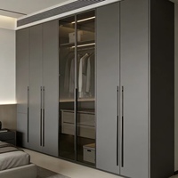 Armoire de chambre à coucher BALOM de style minimaliste italien, taille et couleur personnalisées, combinaison bois-verre, grande capacité, placard de chambre à coucher OEM
